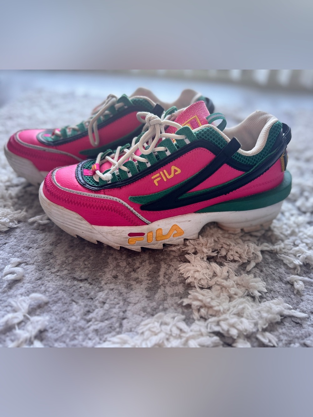 FILA Women's Hot Pink and Green Athletic Sneakers